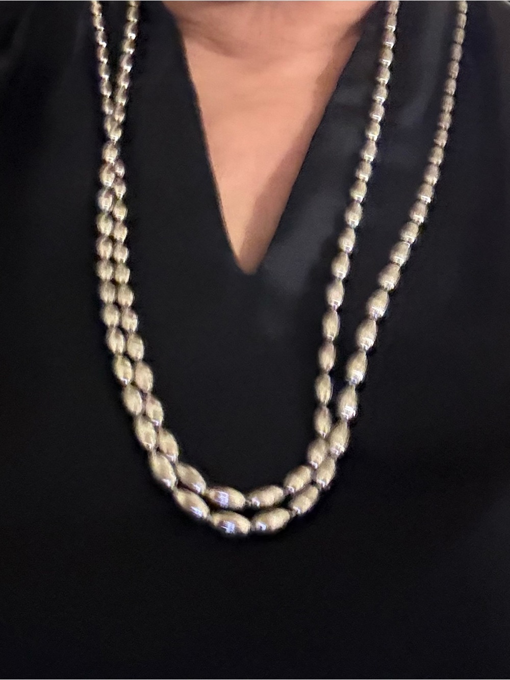 Napier Elegant Silver-Tone Beaded Long Strand Necklace